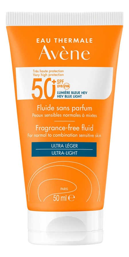 SOLAIRE SPF50+ FLUIDE SANS PARFUM   ultra léger